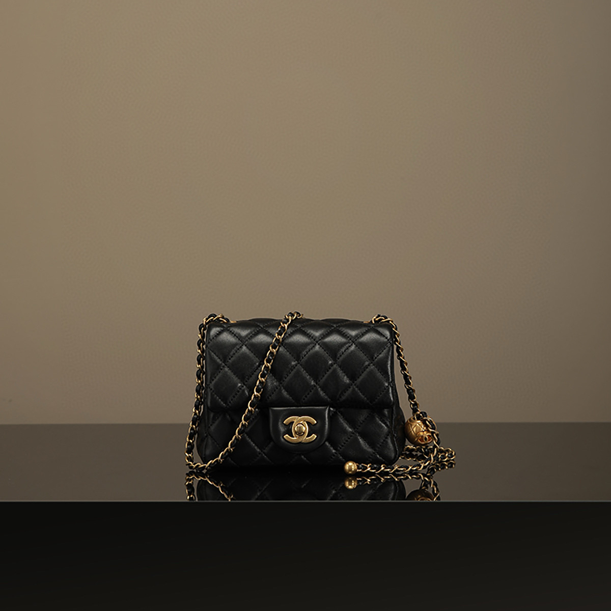 頂級復刻高仿香奈兒Chanel*CF Classic-Flap小金球口蓋包Mini黑金