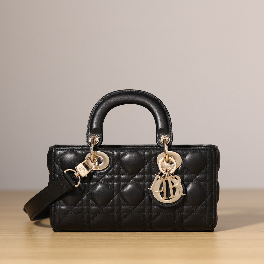 1:1復刻高仿Dior handbag christian Lady D-Joy黑色橫版戴妃小號 99%真