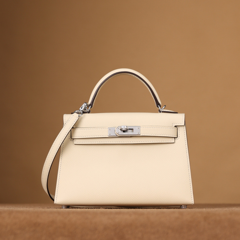 1:1復刻高仿愛馬仕Hermes bag 手袋 KellyMini19二代奶昔白銀扣 99%真
