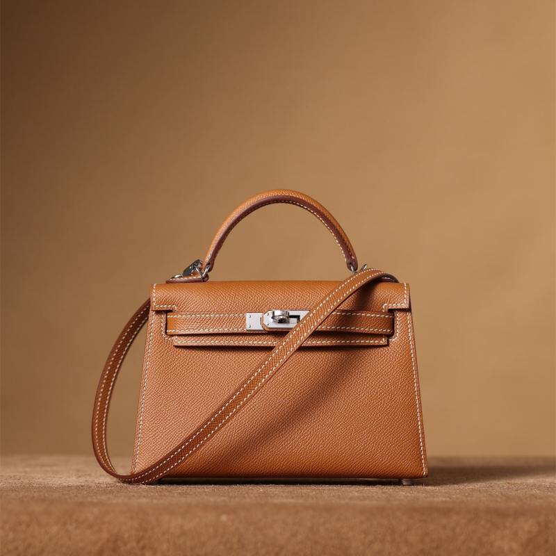 1:1復刻高仿愛馬仕Hermes bag 手袋 KellyMini19二代金棕色銀扣 99%真