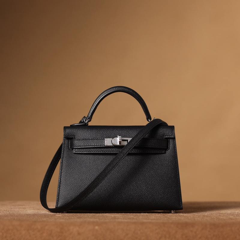 1:1復刻高仿愛馬仕Hermes bag 手袋 KellyMini19二代黑色銀扣 99%真