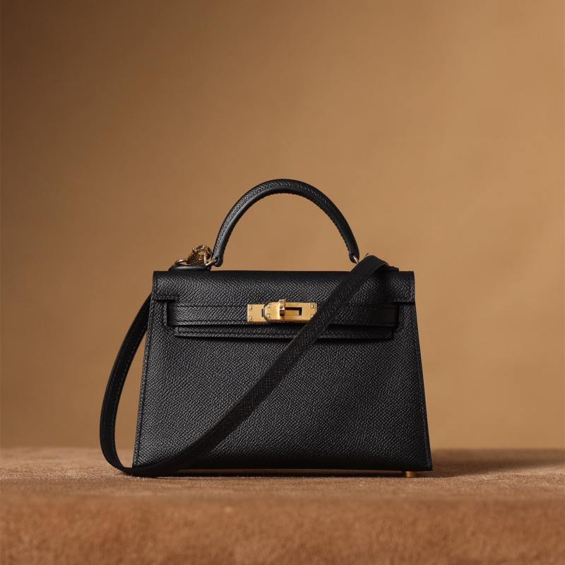 1:1復刻高仿愛馬仕Hermes bag 手袋 KellyMini19二代黑色金扣 99%真