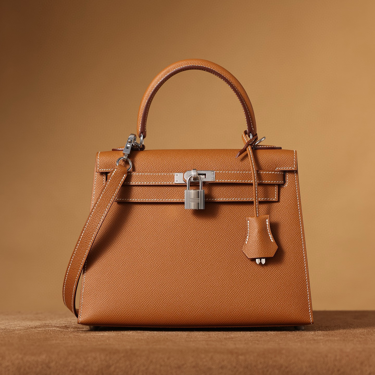 1:1復刻高仿愛馬仕Hermes bag 手袋 Kelly25棕色銀扣 99%真