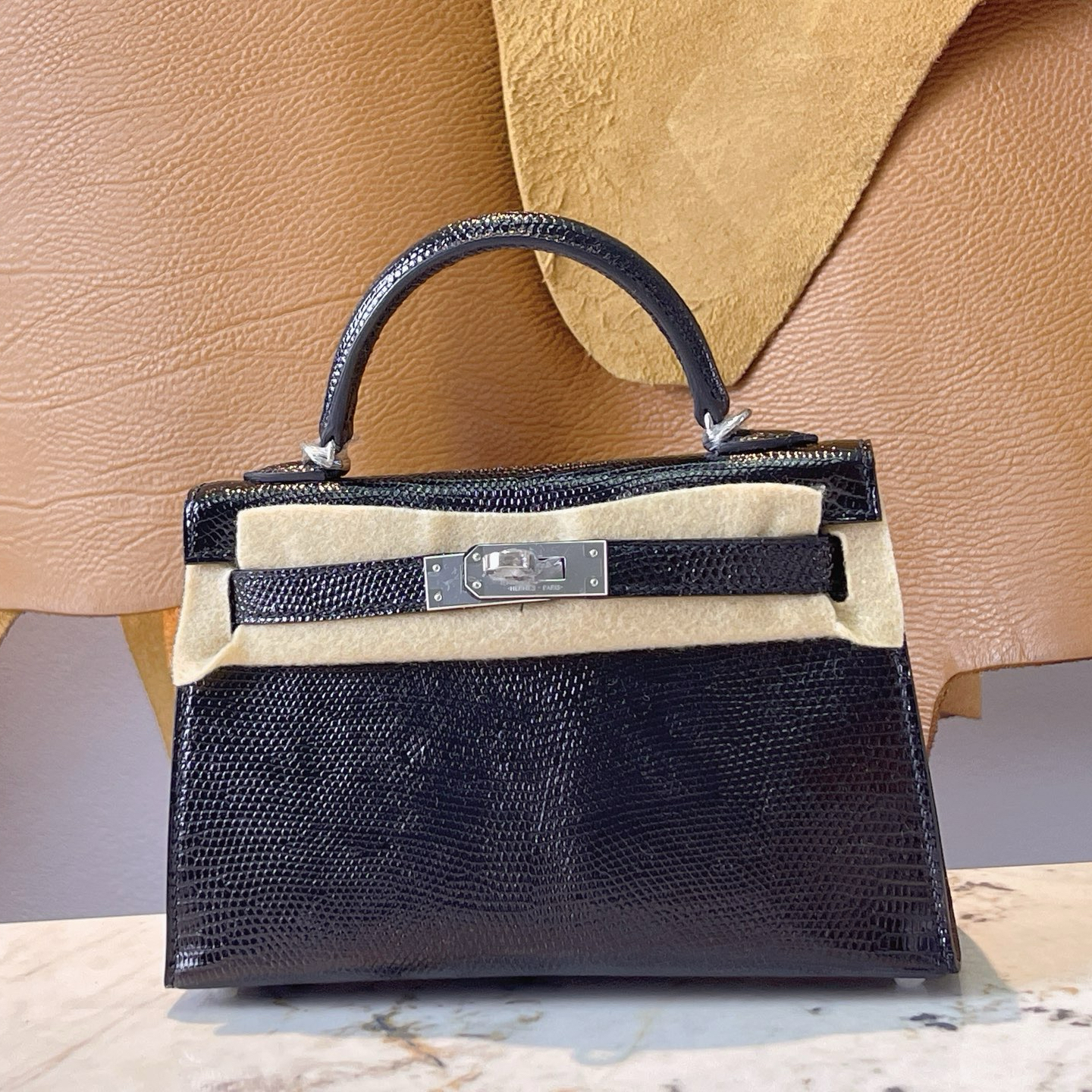1:1復刻高仿Hermes bag 手袋 Kelly25蜥蜴皮黑色銀扣 99%真