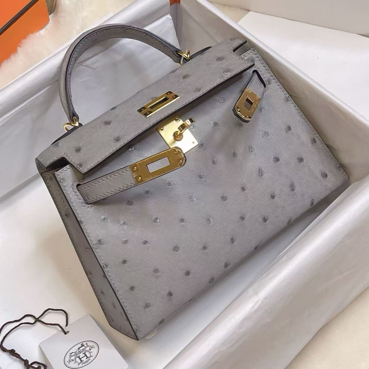 1:1復刻高仿Hermes bag 手袋 Kelly二代mini 冰川藍 U8 金扣 99%真