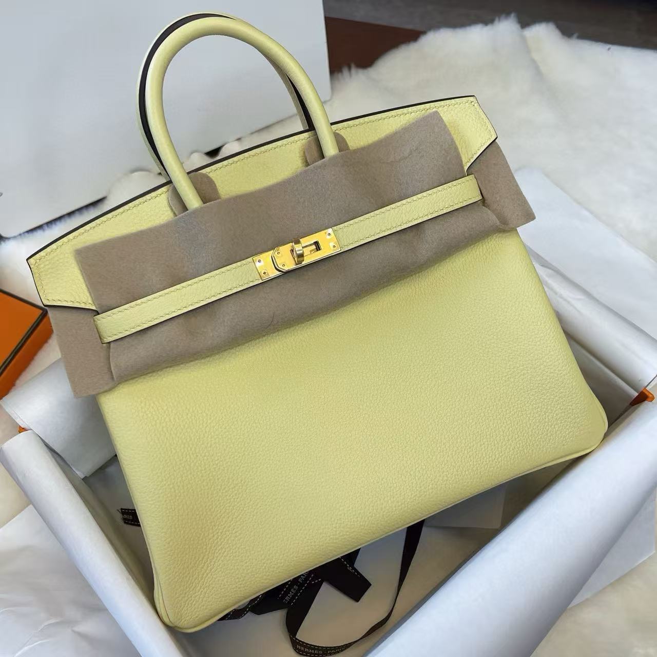 1:1復刻高仿Hermes bag 手袋 Birkin25Togo皮小雞黃 金扣 99%真